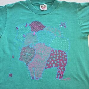 Vtg 1991 Yellowstone Shirt Large Oneita Nancy Kalten Buttons Bison 90s USA READ